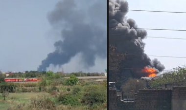 CG – आइल फैक्ट्री में लगी भीषण आग : आसमान में छाया काले धुएं का गुबार, इलाके में मची अफरा-तफरी