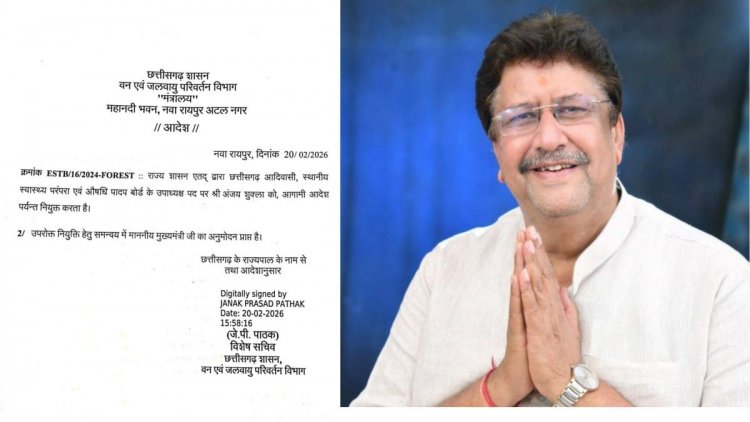 ब्रेकिंग : अंजय शुक्ला बनाए गए औषधि पादप बोर्ड के उपाध्यक्ष, राज्य सरकार ने जारी किया आदेश…