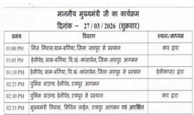 CG News: CM विष्णुदेव साय आज जशपुर दौरे पर....
